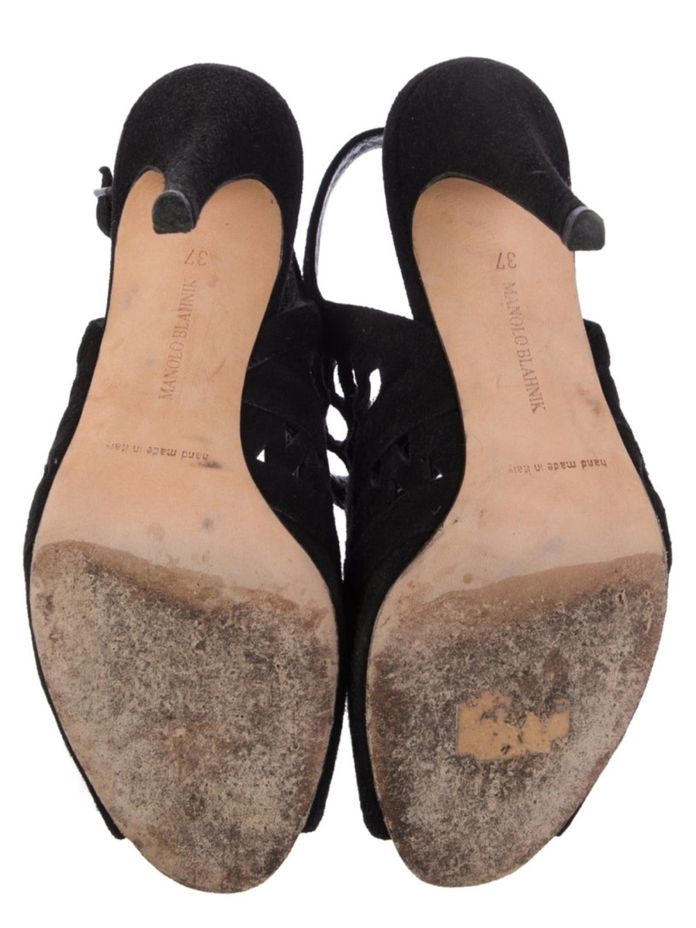 Manolo Blahnik Black Suede Cutout Slingback Heels – EU 37 / US 6.5 - Picture 3 of 5